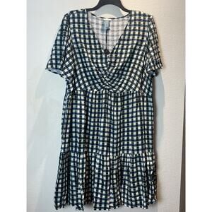 Ava & Viv, Blue Gingham Knee Length Dress, Plus 1X, NWT